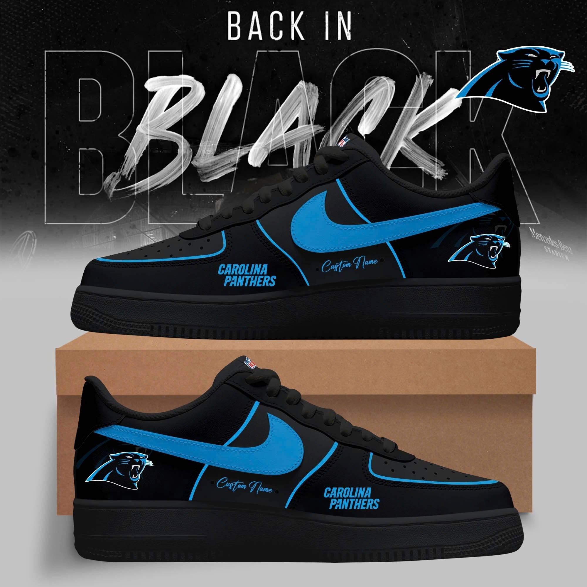 Limited Edition – Customized NFL Carolina Panthers Air Force 1 Sneakers