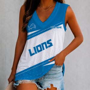 Limited Edition – Customized NFL Detroit Lions Women’s V-Neck Tank Top