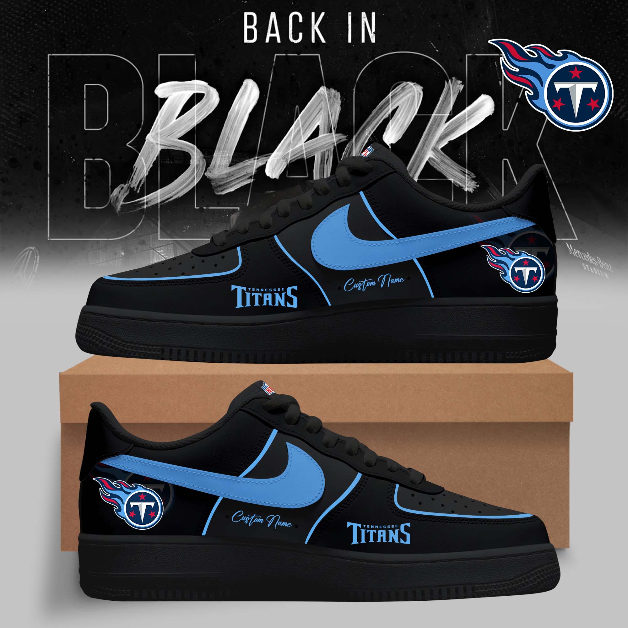 Limited Edition – Customized NFL Tennessee Titans Air Force 1 Sneakers