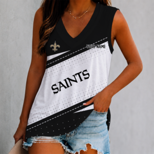 Limited Edition – Customized NFL New Orleans Saints Women’s V-Neck Tank Top