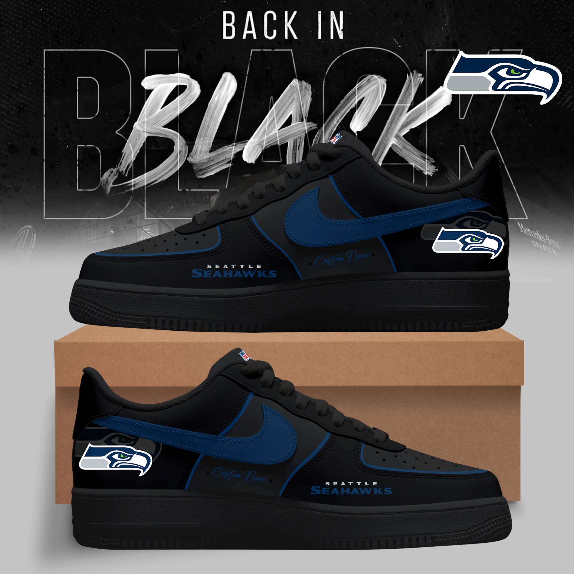 Limited Edition – Customized NFL Seattle Seahawks Air Force 1 Sneakers