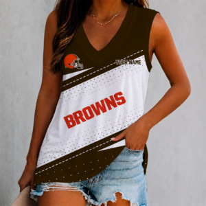 Limited Edition – Customized NFL Cleveland Browns Women’s V-Neck Tank Top