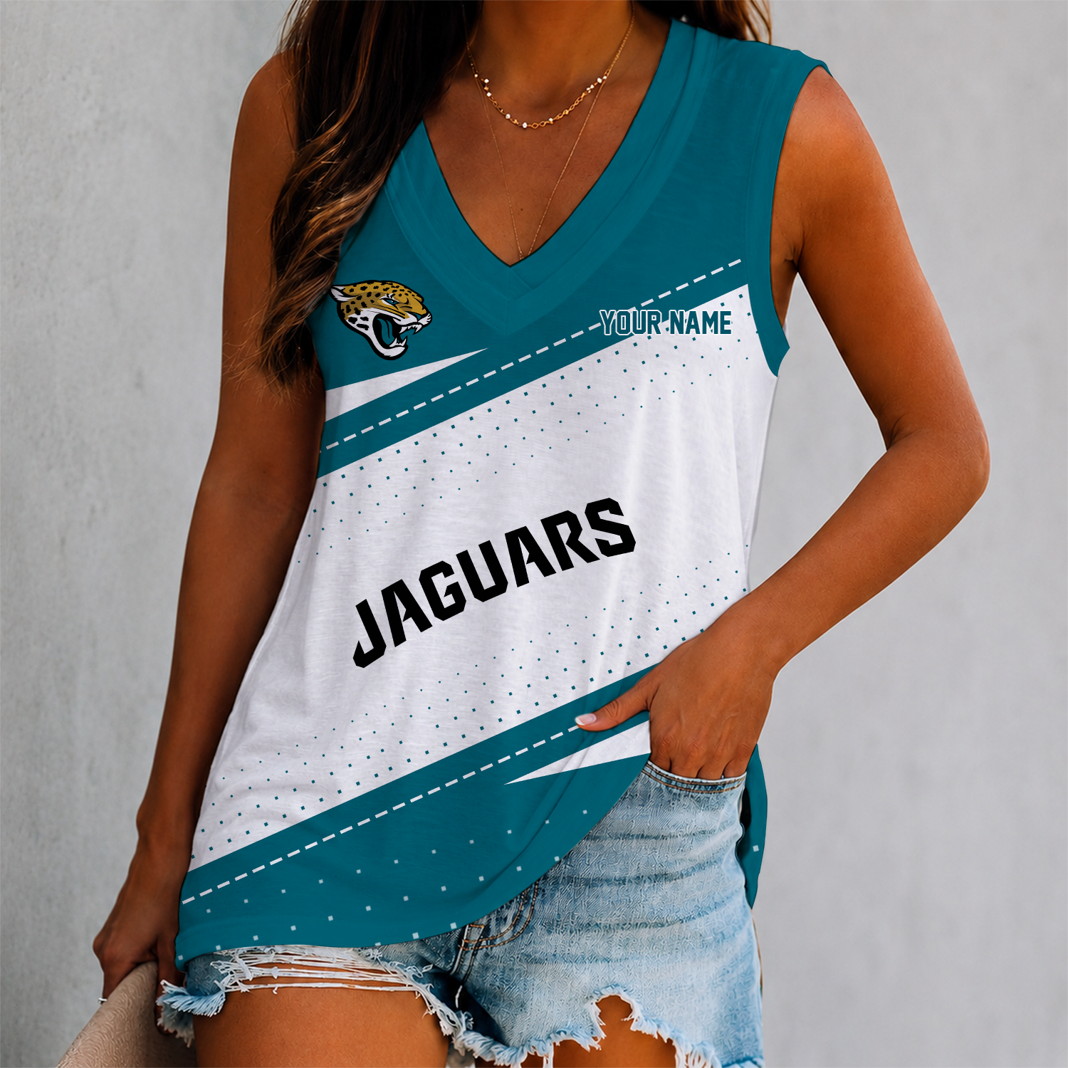 Limited Edition – Customized NFL Jacksonville Jaguars Women’s V-Neck Tank Top