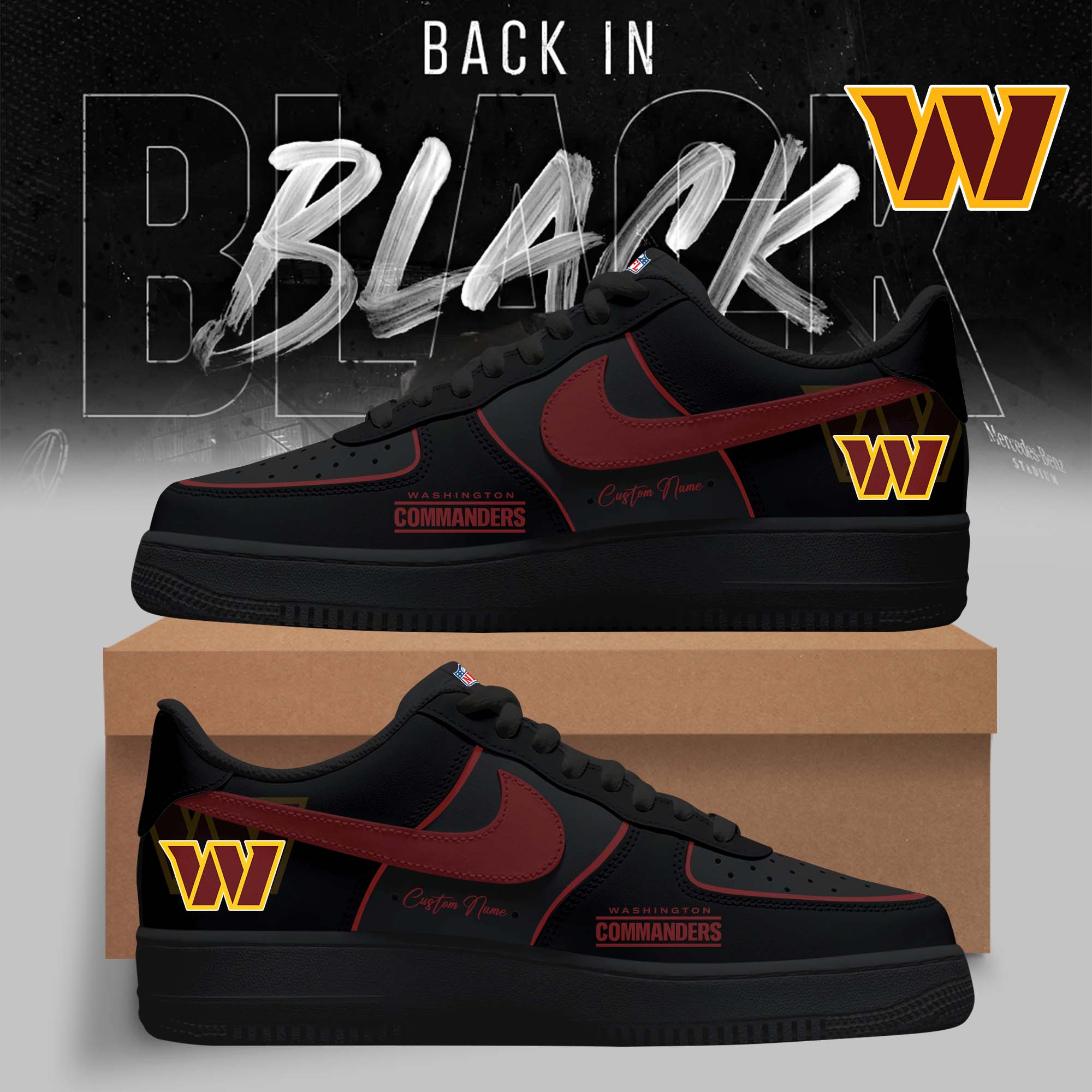 Limited Edition – Customized NFL Washington Commanders Air Force 1 Sneakers