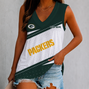 Limited Edition – Customized NFL Green Bay Packers Women’s V-Neck Tank Top