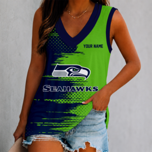 Limited Edition – Customized NFL Seattle Seahawks Women’s V-Neck Tank Top