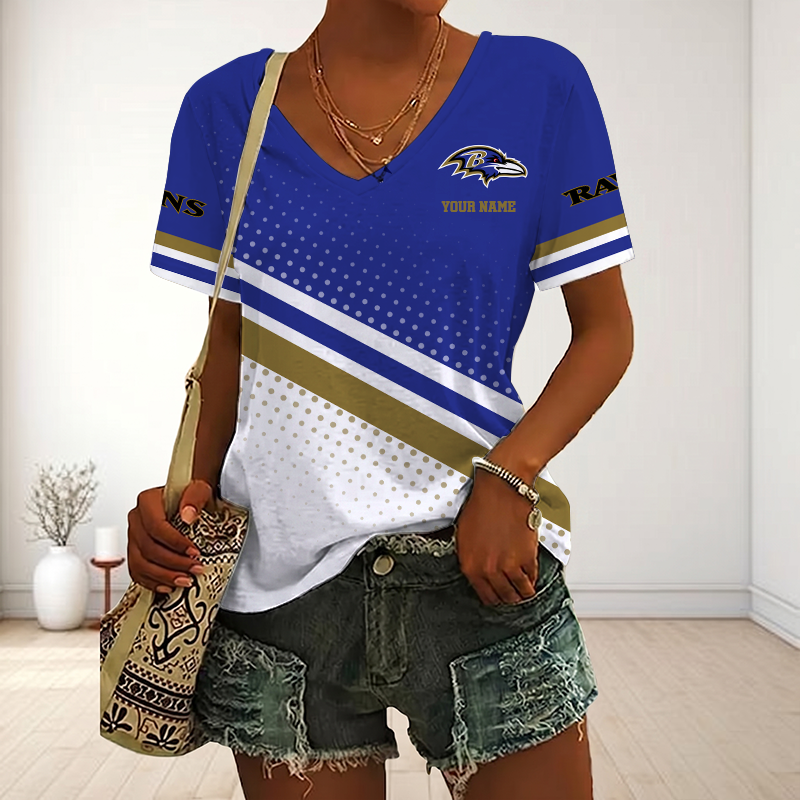 Limited Edition – Customized NFL Baltimore Ravens V-Neck Female Shirt