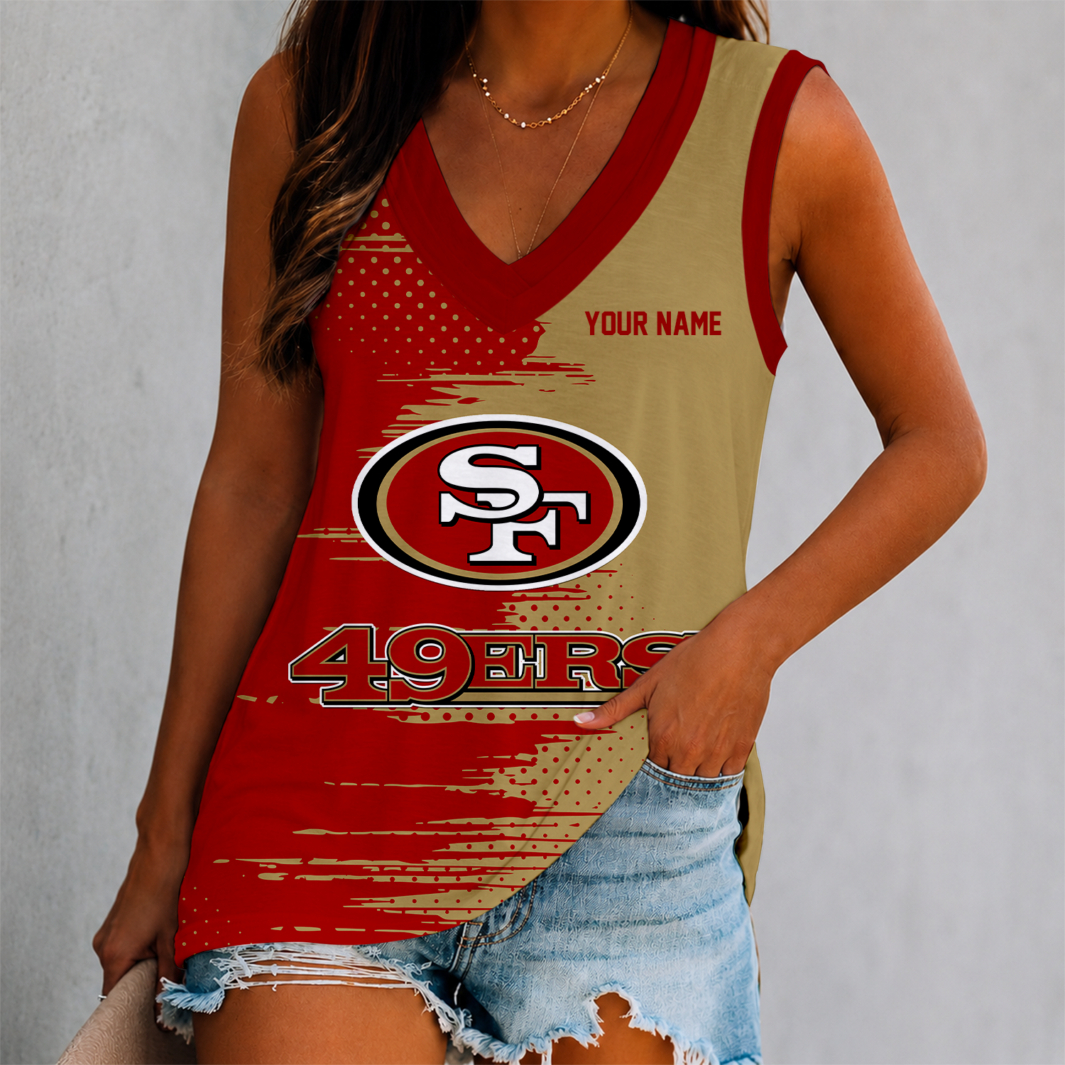 Limited Edition – Customized NFL San Francisco 49Ers Women’s V-Neck Tank Top