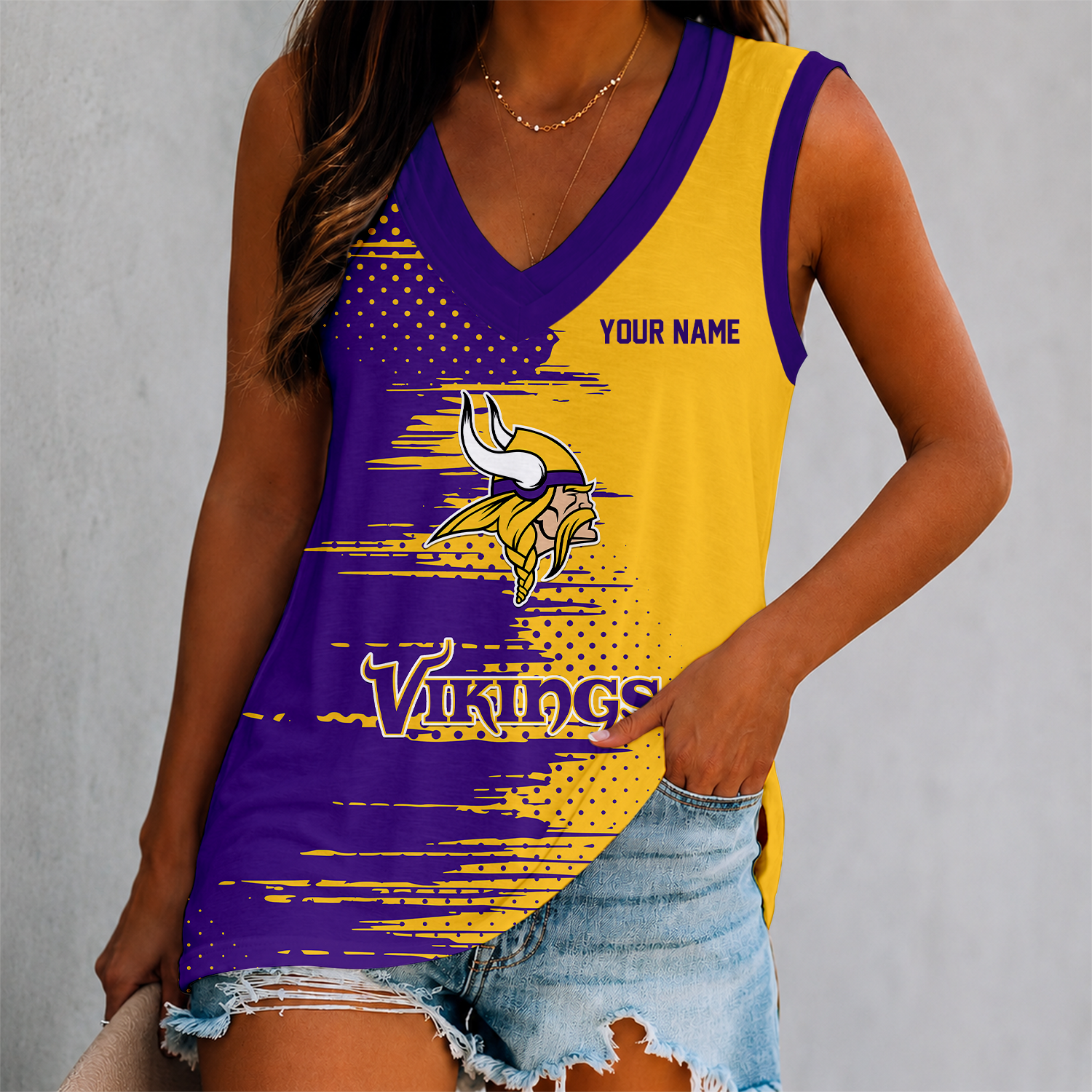 Limited Edition – Customized NFL Minnesota Vikings Women’s V-Neck Tank Top