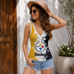 Limited Edition – Customized NFL Pittsburgh Steelers Women’s V-Neck Tank Top