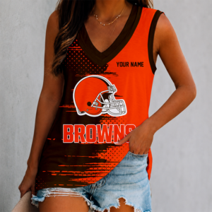 Limited Edition – Customized NFL Cleveland Browns Women’s V-Neck Tank Top