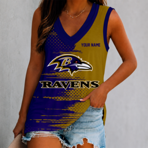 Limited Edition – Customized NFL Baltimore Ravens Women’s V-Neck Tank Top