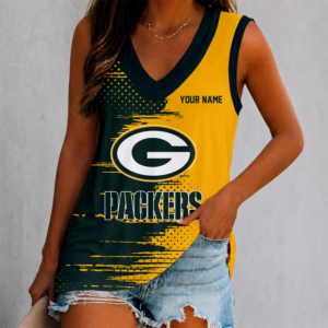 Limited Edition – Customized NFL Green Bay Packers Women’s V-Neck Tank Top