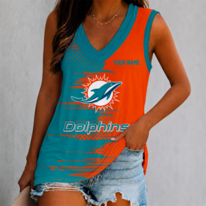 Limited Edition – Customized NFL Miami Dolphins Women’s V-Neck Tank Top