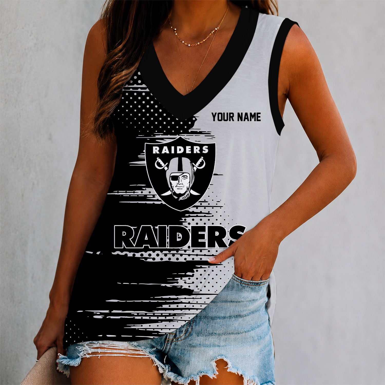 Limited Edition – Customized NFL Las Vegas Raiders Women’s V-Neck Tank Top