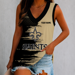 Limited Edition – Customized NFL New Orleans Saints Women’s V-Neck Tank Top