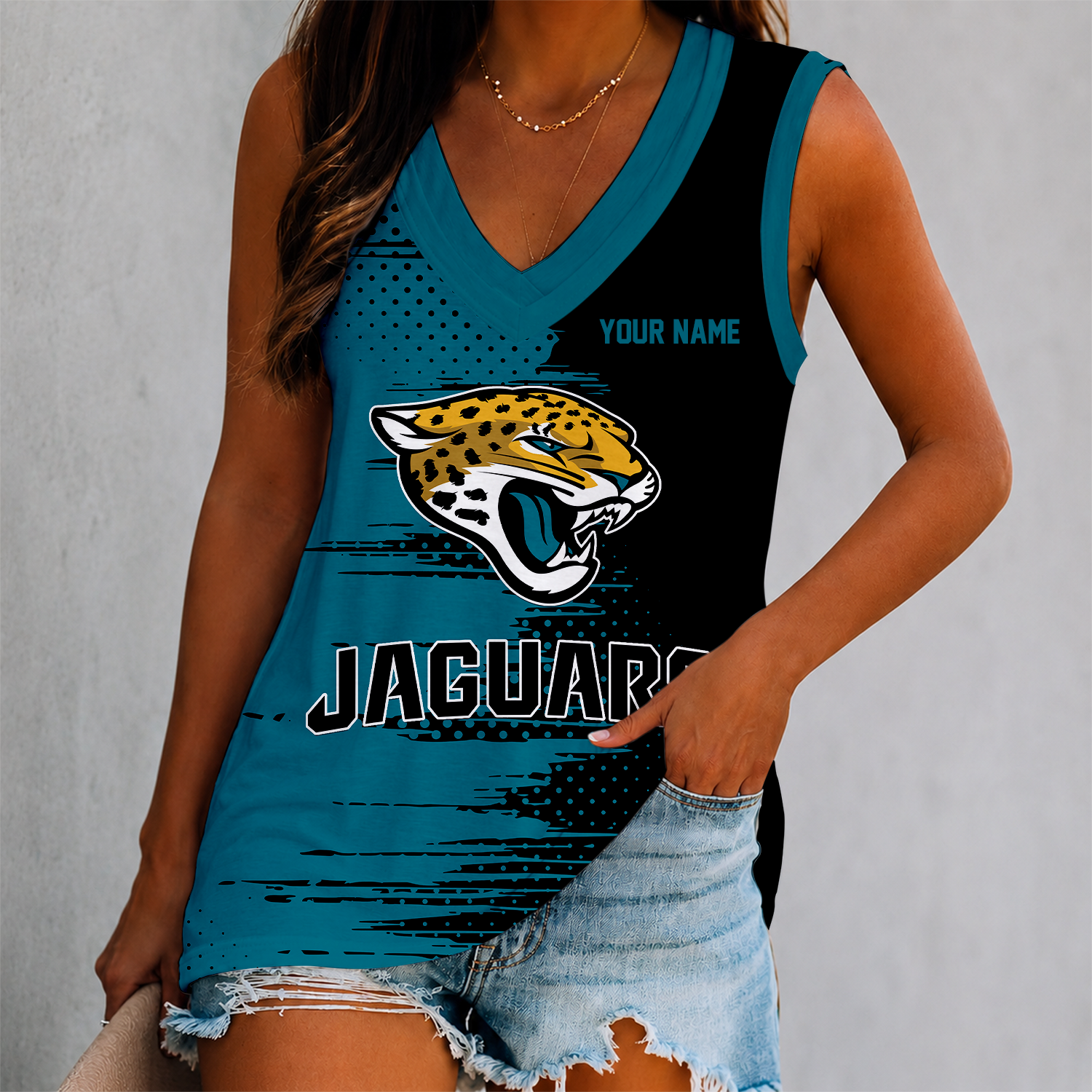 Limited Edition – Customized NFL Jacksonville Jaguars Women’s V-Neck Tank Top