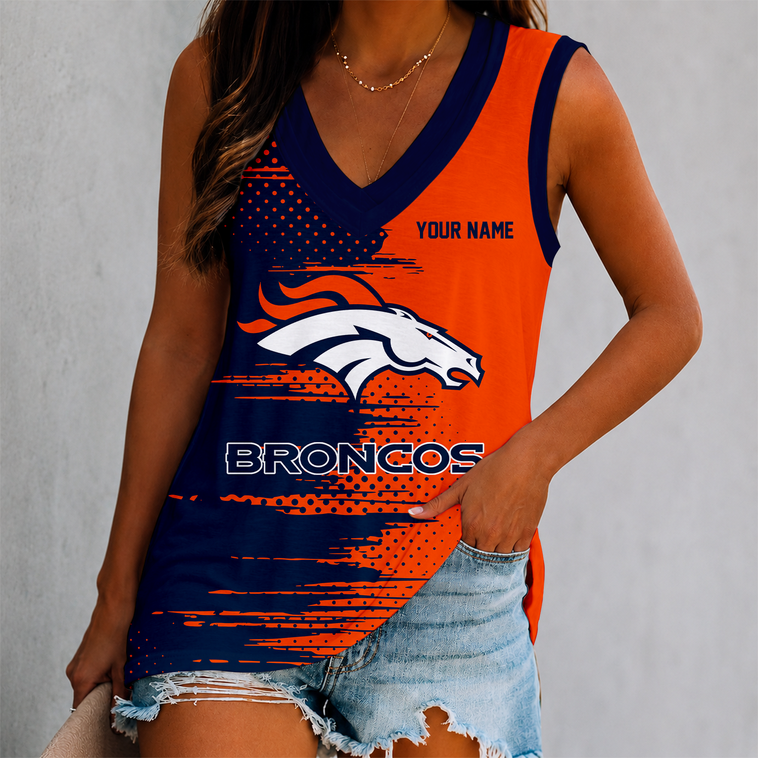 Limited Edition – Customized NFL Denver Broncos Women’s V-Neck Tank Top