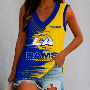 Limited Edition – Customized NFL Los Angeles Rams Women’s V-Neck Tank Top