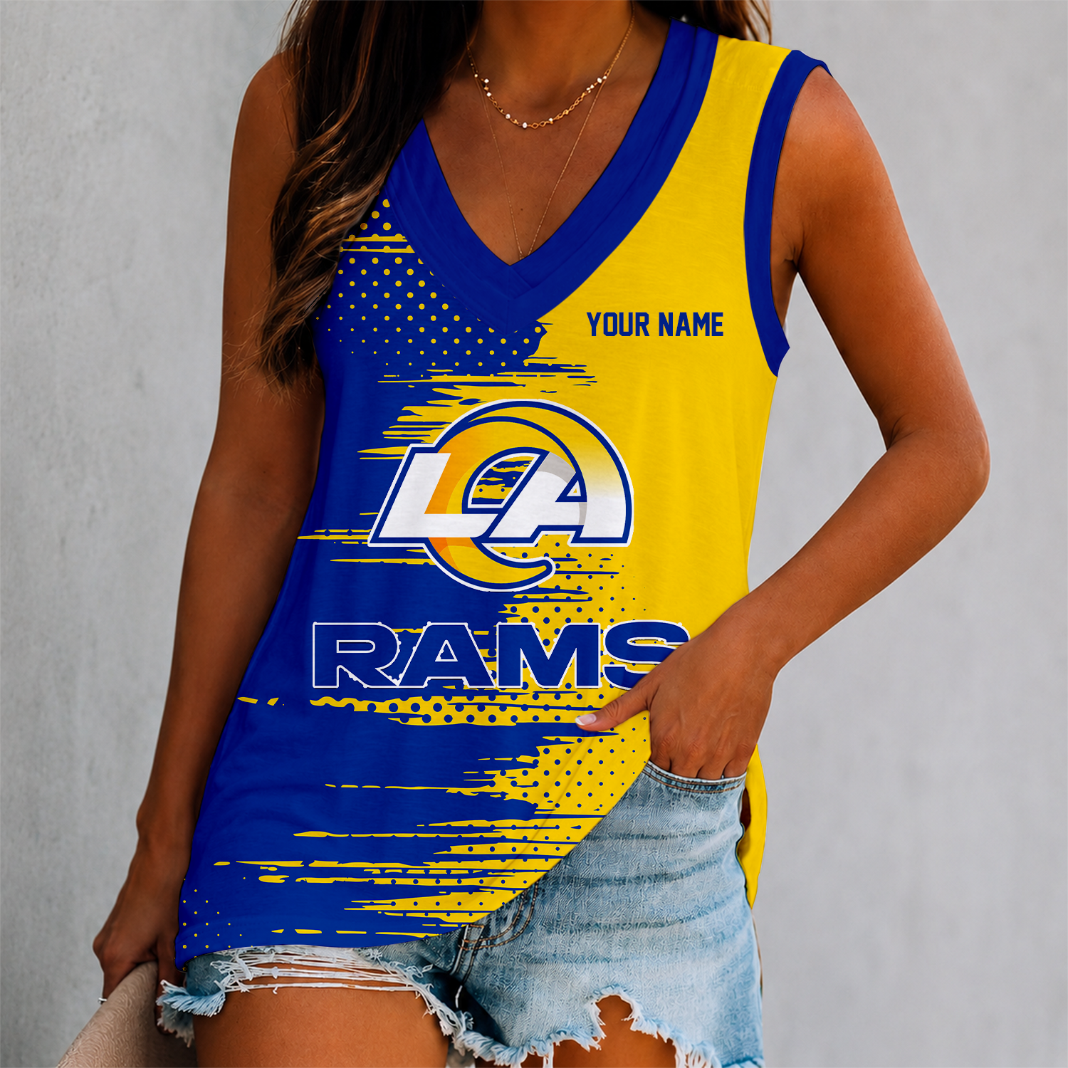 Limited Edition – Customized NFL Los Angeles Rams Women’s V-Neck Tank Top