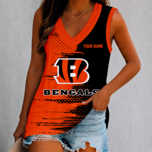 Limited Edition – Customized NFL Cincinnati Bengals Women’s V-Neck Tank Top