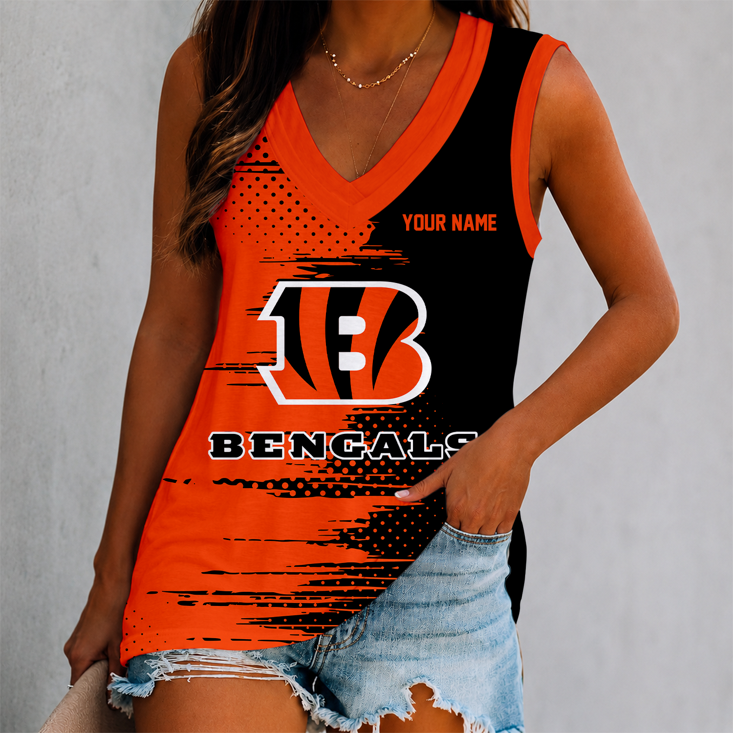 Limited Edition – Customized NFL Cincinnati Bengals Women’s V-Neck Tank Top