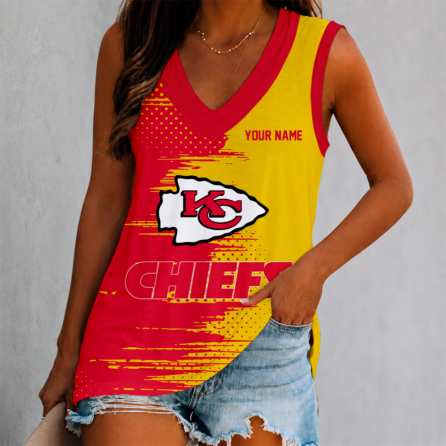 Limited Edition – Customized NFL Kansas City Chiefs Women’s V-Neck Tank Top