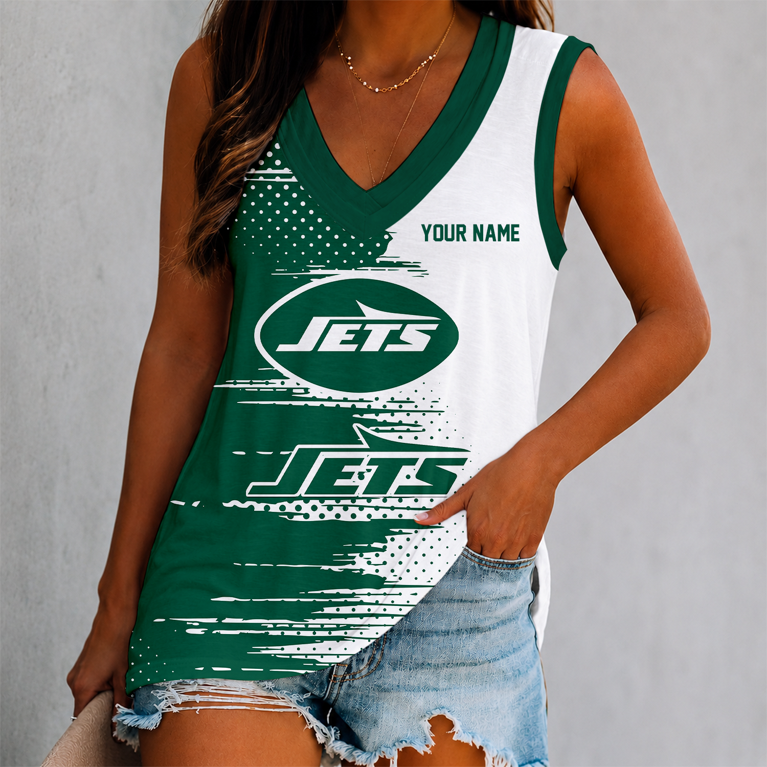 Limited Edition – Customized NFL New York Jets Women’s V-Neck Tank Top