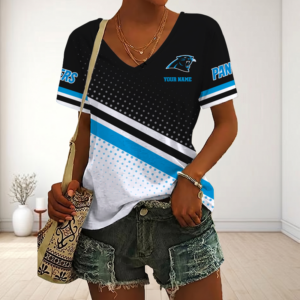 Limited Edition – Customized NFL Carolina Panthers V-Neck Female Shirt