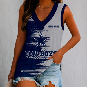 Limited Edition – Customized NFL Dallas Cowboys Women’s V-Neck Tank Top