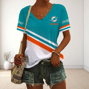 Limited Edition – Customized NFL Miami Dolphins V-Neck Female Shirt