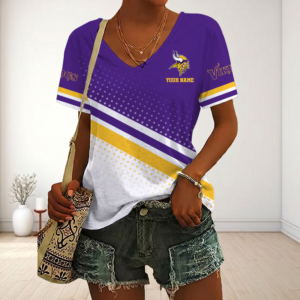 Limited Edition – Customized NFL Minnesota Vikings V-Neck Female Shirt
