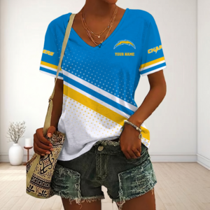 Limited Edition – Customized NFL Los Angeles Chargers V-Neck Female Shirt