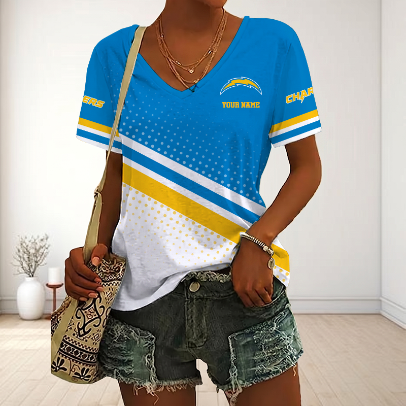 Limited Edition – Customized NFL Los Angeles Chargers V-Neck Female Shirt