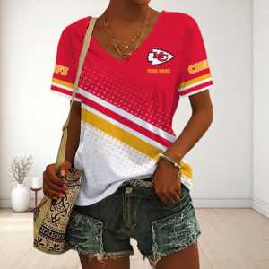 Limited Edition – Customized NFL Kansas City Chiefs V-Neck Female Shirt