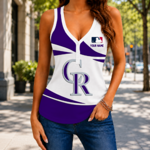 Limited Edition – Customized MLB Colorado Rockies Women’s V-Neck Tank Top
