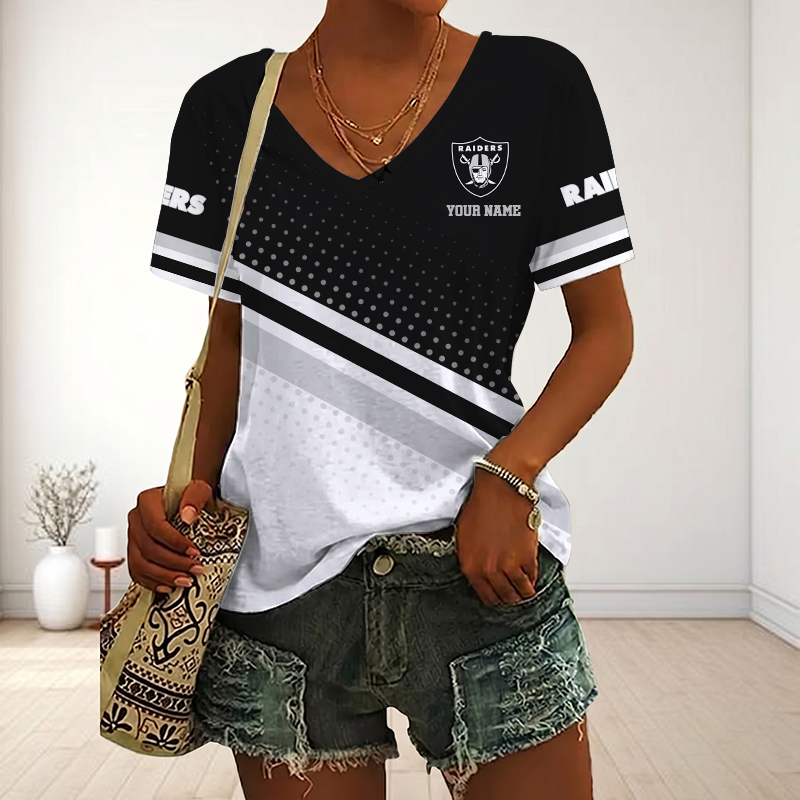 Limited Edition – Customized NFL Las Vegas Raiders V-Neck Female Shirt