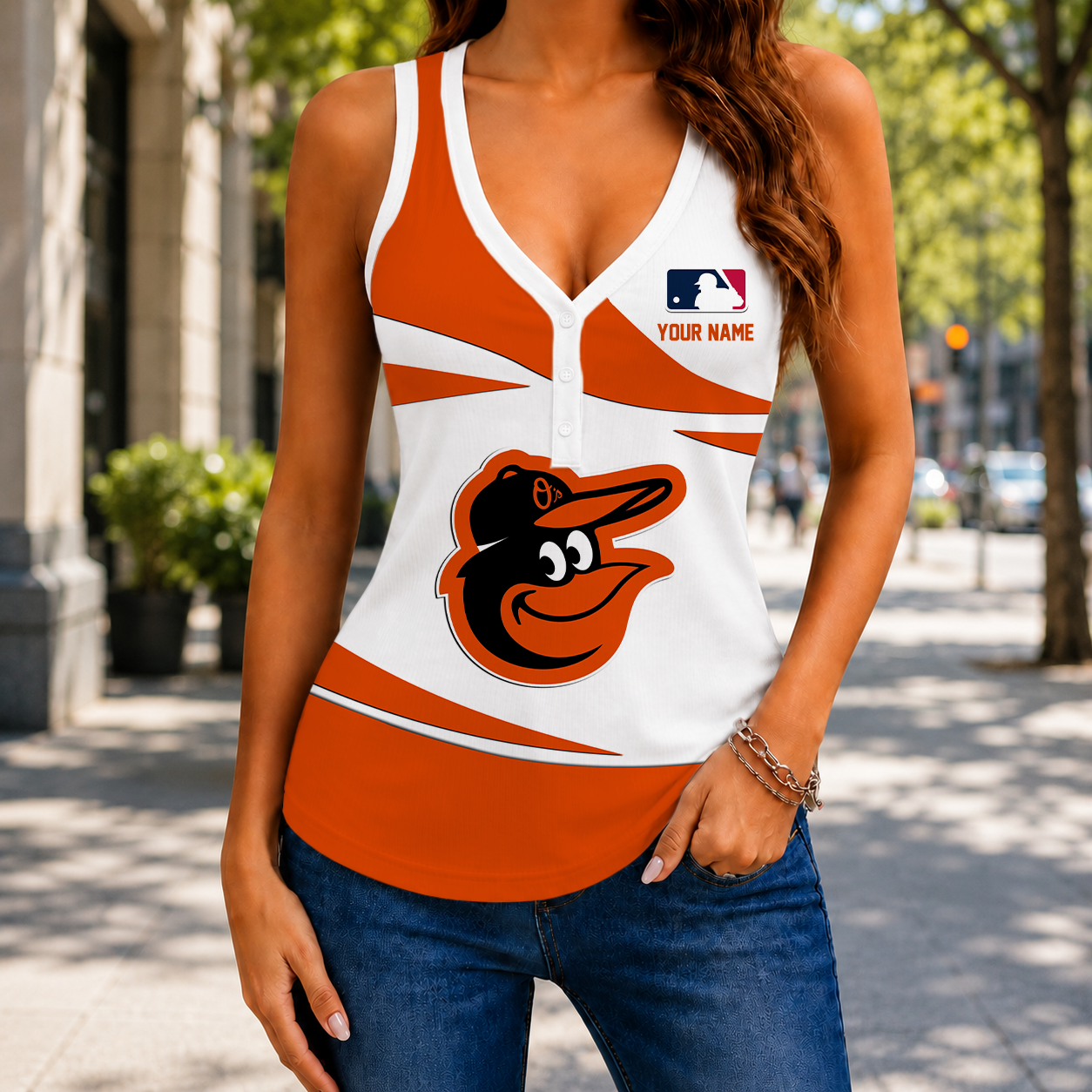 Limited Edition – Customized MLB Baltimore Orioles Women’s V-Neck Tank Top