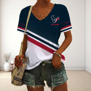 Limited Edition – Customized NFL Houston Texans V-Neck Female Shirt
