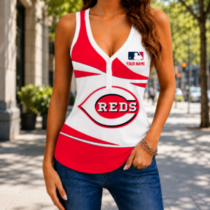 Limited Edition – Customized MLB Cincinnati Reds Women’s V-Neck Tank Top