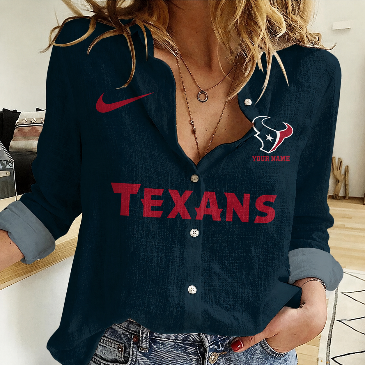 Limited Edition – Customized NFL Houston Texans Women Casual Shirt