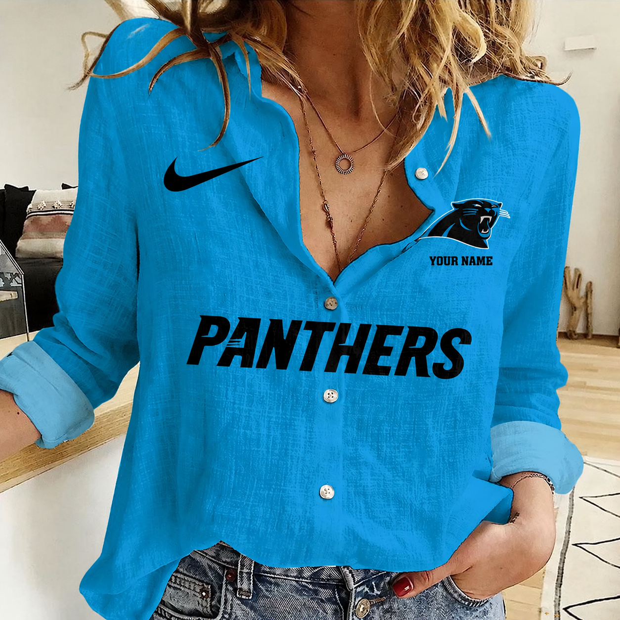 Limited Edition – Customized NFL Carolina Panthers Women Casual Shirt
