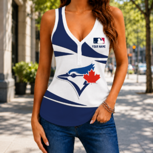 Limited Edition – Customized MLB Toronto Blue Jays Women’s V-Neck Tank Top
