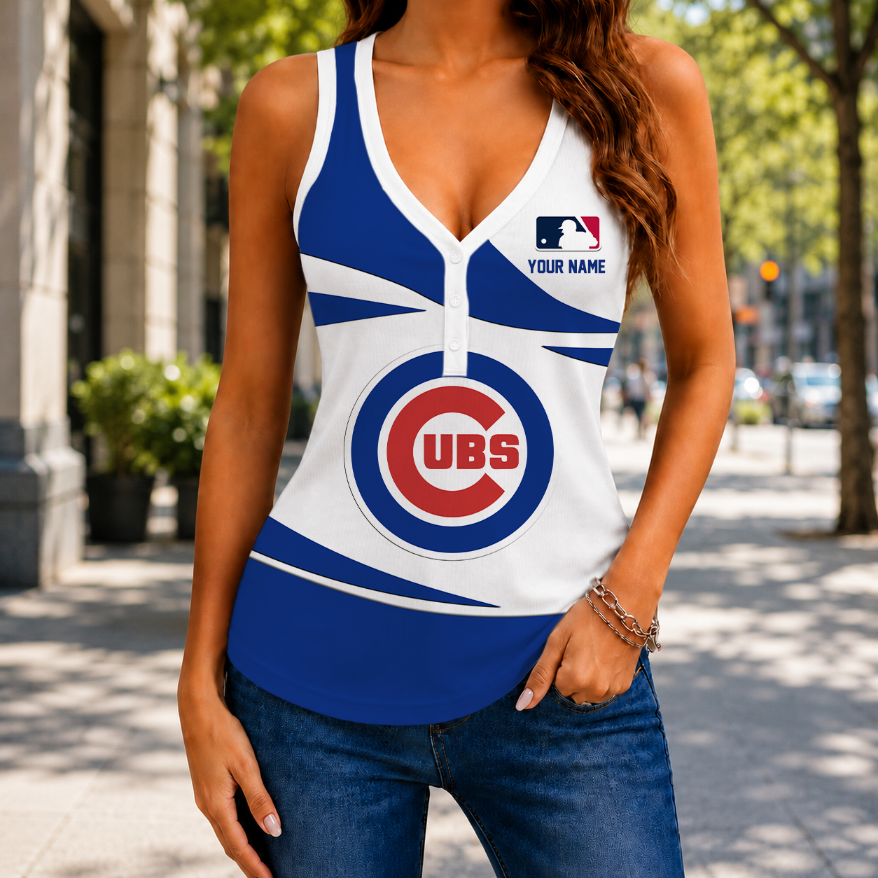 Limited Edition – Customized MLB Chicago Cubs Women’s V-Neck Tank Top