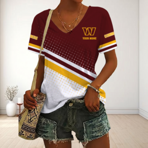 Limited Edition – Customized NFL Washington Commanders V-Neck Female Shirt