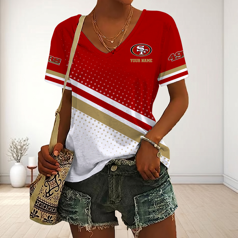 Limited Edition – Customized NFL San Francisco 49Ers V-Neck Female Shirt