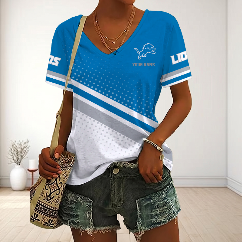 Limited Edition – Customized NFL Detroit Lions V-Neck Female Shirt