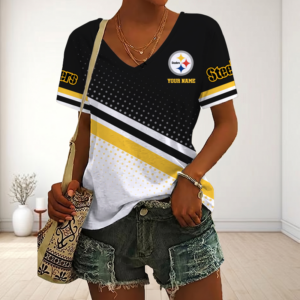 Limited Edition – Customized NFL Pittsburgh Steelers V-Neck Female Shirt