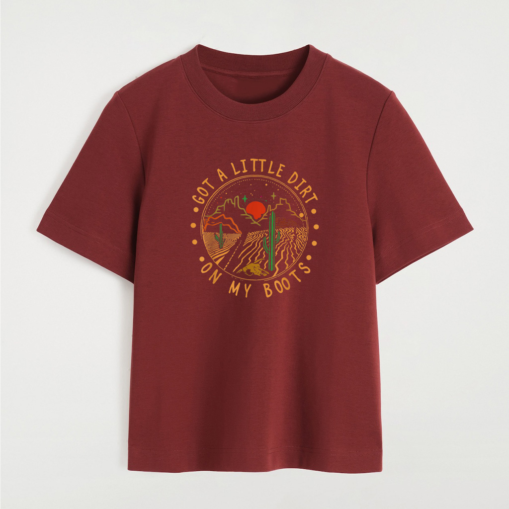 Got A Little Dirt On My Boots Mountains West Cactus Road T-Shirt - Image 7