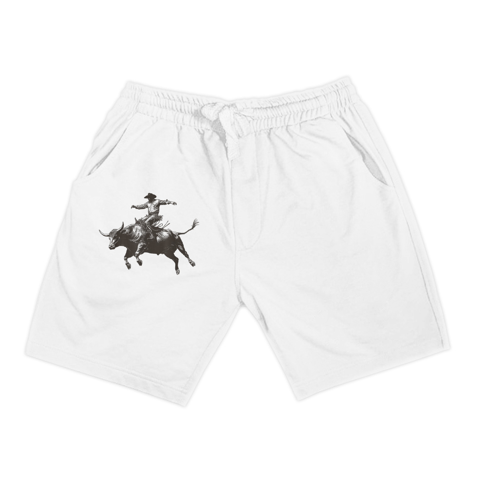 Grey Cowboy Riding Bull Shorts - Image 3